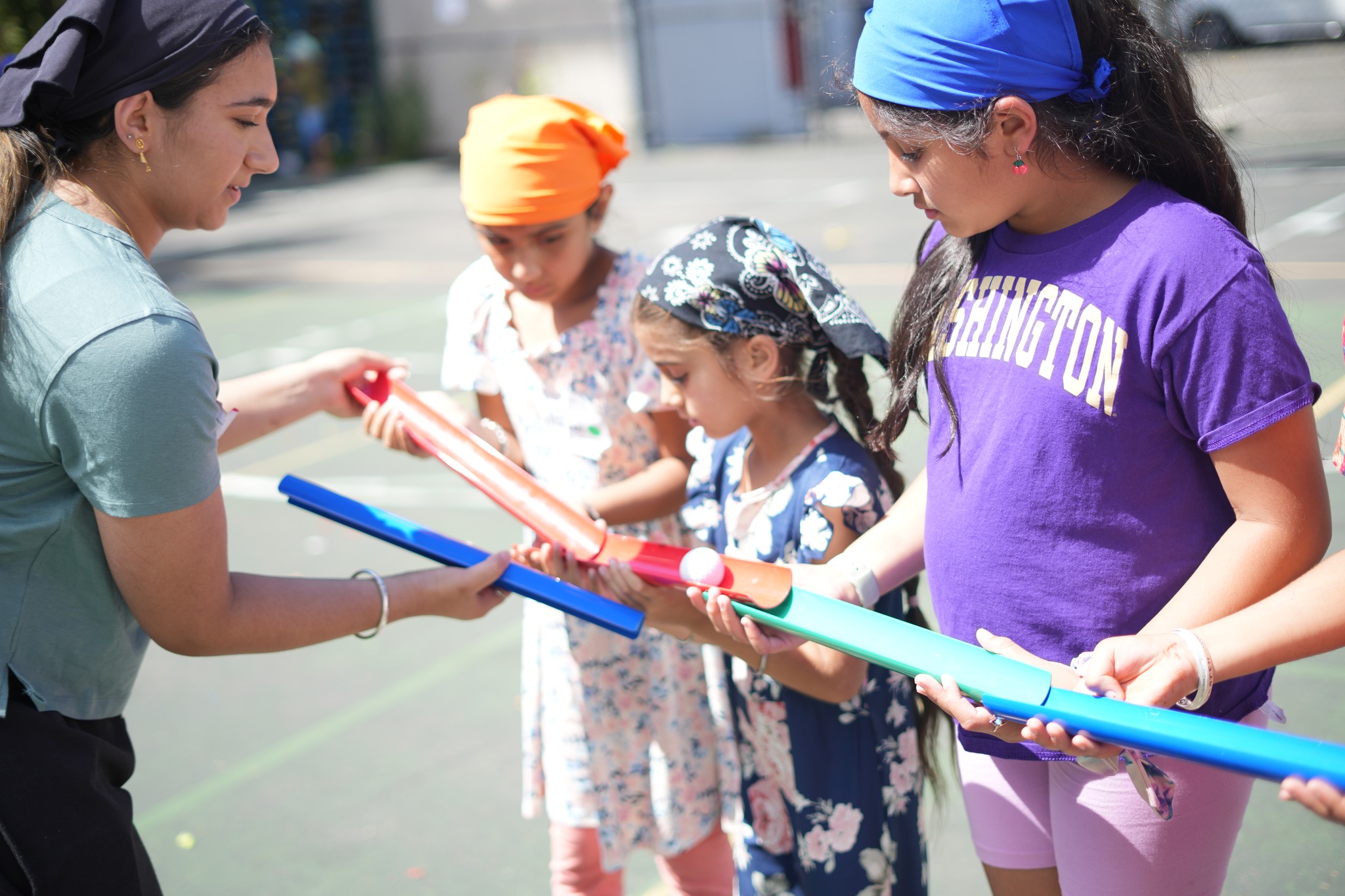 Image of campers playing a team building game